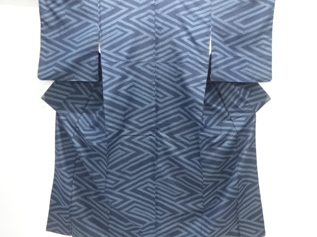 幾何学模様織り出し十日町紬着物